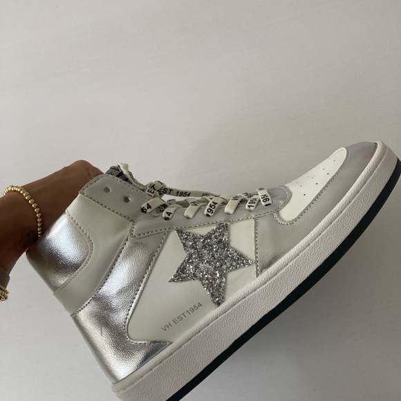 Vintage Havana Silver Glitter Star High Top Sneakers / NWOT - Picture 7 of 10